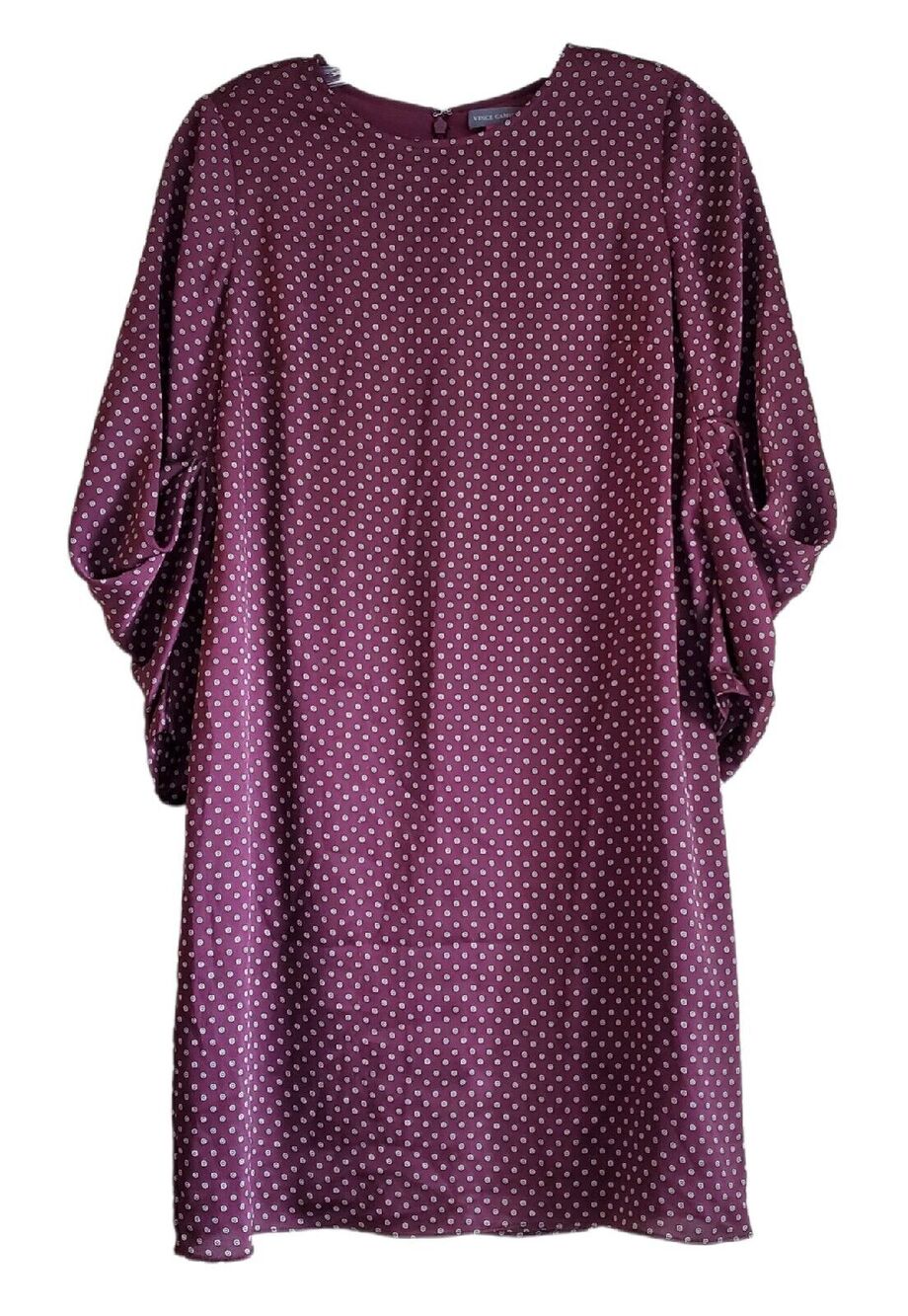 VINCE CAMUTO Women's 2 2P Petite Trinket Dress Wine Shift Ruched Sleeve Bust 34"